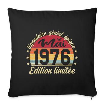 les légendes sont nées mai 1976 - Housse de coussin décorative 45 x 45 cm - noir - Devant
