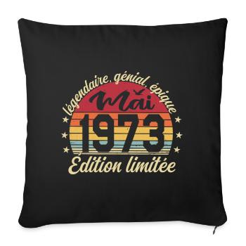 les légendes sont nées mai 1973 - Housse de coussin décorative 45 x 45 cm - noir - Devant