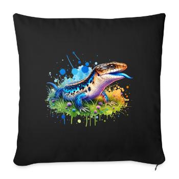 Don du scinque à langue bleue - Housse de coussin décorative 45 x 45 cm - noir - Devant