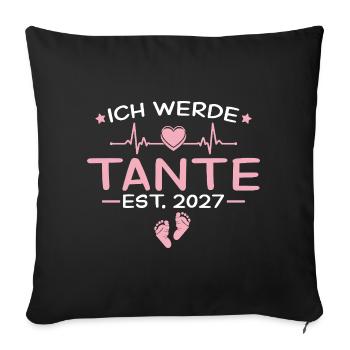 Je vais être tante 2027 - Cadeau d’annonce du bébé - Housse de coussin décorative 45 x 45 cm - noir - Devant