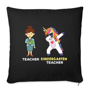 Kindergarten Teacher Dabbing Unicorn - Sofa pillowcase 17,3'' x 17,3'' (45 x 45 cm) - black - Front