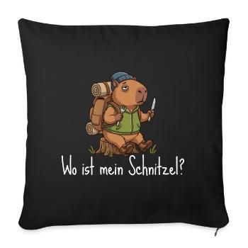 Wandern Capybara - Wo ist mein Schnitzel - Sofakissenbezug 45 x 45 cm - Schwarz - Vorne
