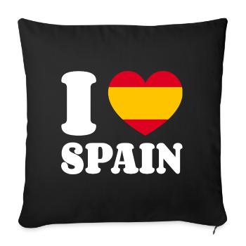 J’aime l’Espagne - Fan de Love Heart Espagne - Housse de coussin décorative 45 x 45 cm - noir - Devant