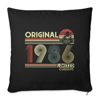 Anniversaire rétro vintage vintage original de 1986 - Housse de coussin décorative 45 x 45 cm - noir - Devant