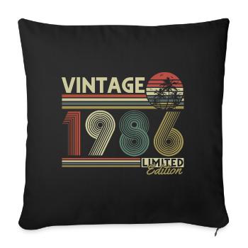 Vintage 1986 Vintage Cadeau d’anniversaire Rétro - Housse de coussin décorative 45 x 45 cm - noir - Devant