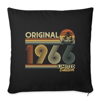 Anniversaire original vintage rétro vintage de 1966 - Housse de coussin décorative 45 x 45 cm - noir - Devant