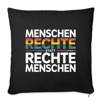 Menschenrechte statt rechte Menschen Sticker  - Sofakissenbezug 45 x 45 cm - Schwarz - Vorne