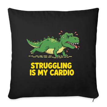Dinosaurier hasst Cardio Training - Sofakissenbezug 45 x 45 cm - Schwarz - Vorne