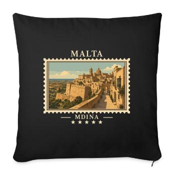Malta Mdina Vintage Travel Brand - Sofa pillowcase 17,3'' x 17,3'' (45 x 45 cm) - black - Front