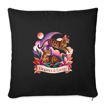 Aesthetic Bengal Cats Art - Sofa pillowcase 17,3'' x 17,3'' (45 x 45 cm) - black - Front