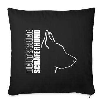 DEUTSCHER SCHÄFERHUND PROFIL - Sofakissenbezug 45 x 45 cm - Schwarz - Vorne