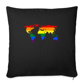 LGBT PRIDE Partout dans le monde - Housse de coussin décorative 45 x 45 cm - noir - Devant