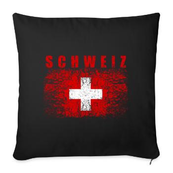 Schweiz Flagge 008 AllroundDesigns - Sofakissenbezug 45 x 45 cm - Schwarz - Vorne