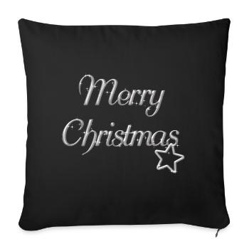 Motif Joyeux Noël police d'argent - Housse de coussin décorative 45 x 45 cm - noir - Devant