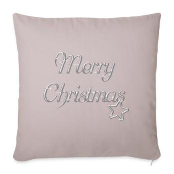 Motif Joyeux Noël police d'argent - Housse de coussin décorative 45 x 45 cm - taupe clair - Devant