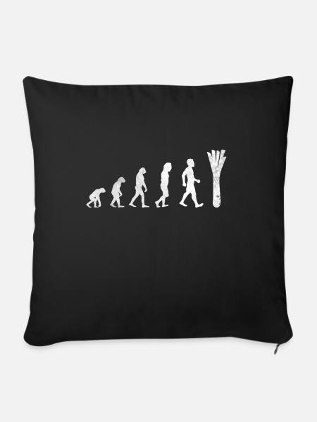 Cadeau de chemise de poireau d'évolution drôle - Housse de coussin décorative 45 x 45 cm - noir