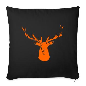 Tête de cerf orange avec motif bois - Housse de coussin décorative 45 x 45 cm - noir - Devant