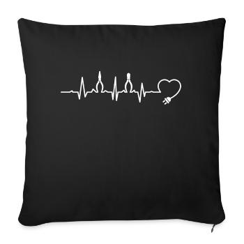 Cadeau de profession battement de coeur électricien ECG - Housse de coussin décorative 45 x 45 cm - noir - Devant
