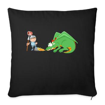Ritter und Drache - Sofakissenbezug 45 x 45 cm - Schwarz - Vorne