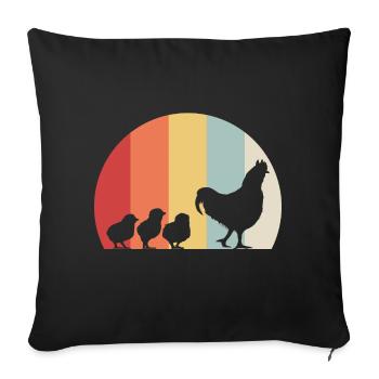 Poulets poussins - Housse de coussin décorative 45 x 45 cm - noir - Devant