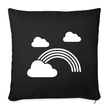 Regenbogen mit Wolken - Sofakissenbezug 45 x 45 cm - Schwarz - Vorne