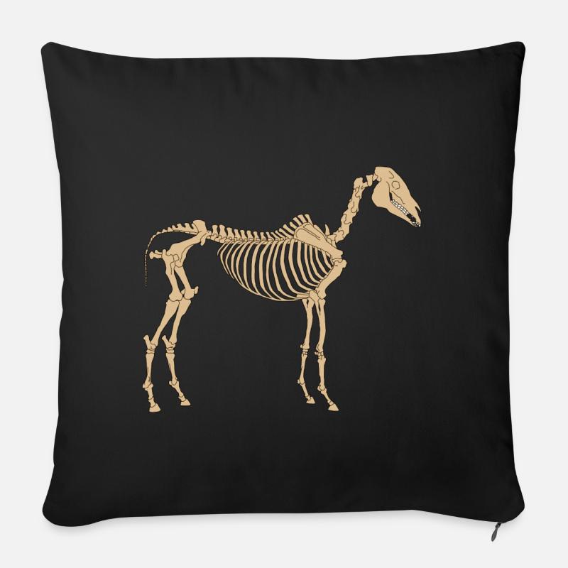 Pferde Skelett Knochen Gerippe - Sofakissenbezug 45 x 45 cm - Schwarz