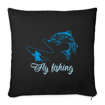 fly fishing fish - Sofa pillowcase 17,3'' x 17,3'' (45 x 45 cm) - black - Front