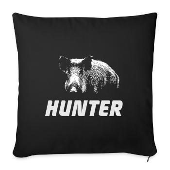 Wild Boar - Hunter - Wildschwein - Jäger - Sofakissenbezug 45 x 45 cm - Schwarz - Vorne
