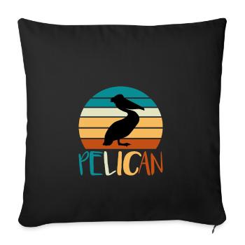 Pélican au lever du soleil - Housse de coussin décorative 45 x 45 cm - noir - Devant