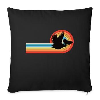 Pélican volant dans l'arc en ciel - Housse de coussin décorative 45 x 45 cm - noir - Devant