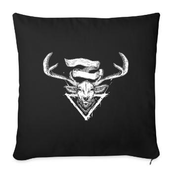 Trophée de cerf vintage - Housse de coussin décorative 45 x 45 cm - noir - Devant