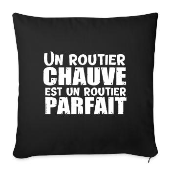 Routier chauve calvitie cadeau drôle chauffeur - Housse de coussin décorative 45 x 45 cm - noir - Devant