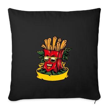 Frites drôles de restauration rapide avec des lunettes de soleil - Housse de coussin décorative 45 x 45 cm - noir - Devant
