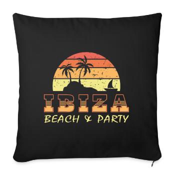 Ibiza. BEACH AND PARTY - Sofa pillowcase 17,3'' x 17,3'' (45 x 45 cm) - black - Front