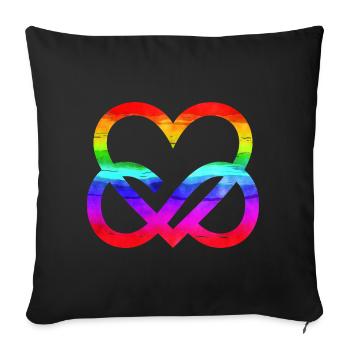 LGBTQ Regenbogenherz Unendlichkeit Infinity Heart - Sofakissenbezug 45 x 45 cm - Schwarz - Vorne