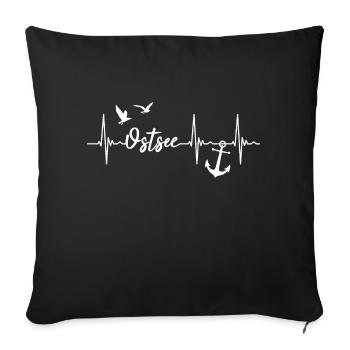 Baltic Sea Northern Germany Sea Anchor Heartbeat - Sofa pillowcase 17,3'' x 17,3'' (45 x 45 cm) - black - Front