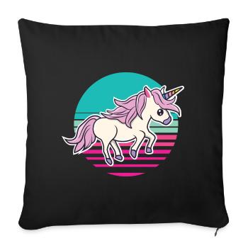 Unicorn Licorne Cheval Fabelwesen Unicorns - Housse de coussin décorative 45 x 45 cm - noir - Devant