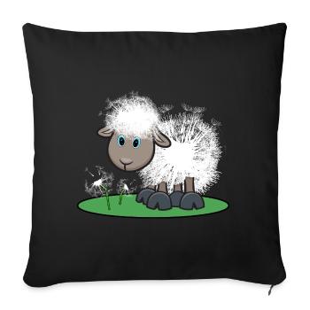 Mouton drôle avec pissenlit drôle cadeau - Housse de coussin décorative 45 x 45 cm - noir - Devant