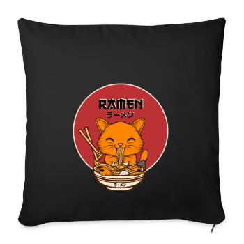 Ramen Cat - Sofa pillowcase 17,3'' x 17,3'' (45 x 45 cm) - black - Front