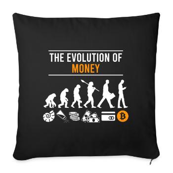 Crypto BTC Bitcoin The Evolution Of Money - Sofakissenbezug 45 x 45 cm - Schwarz - Vorne