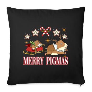 Merry Pigmas for a guinea pig lover - Sofa pillowcase 17,3'' x 17,3'' (45 x 45 cm) - black - Front
