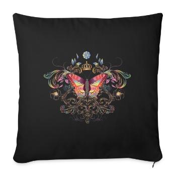 imaginative butterfly with crown - Sofa pillowcase 17,3'' x 17,3'' (45 x 45 cm) - black - Front