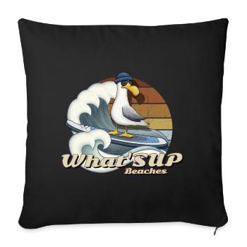 QUELLES PLAGES DE SUP Stand Up Paddle Surfer Seagull - Housse de coussin décorative 45 x 45 cm - noir - Devant