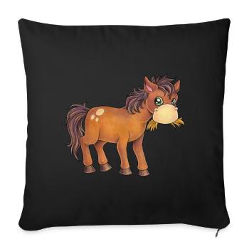 Niedliches Pferd Geschenk Kind Geburtstag - Sofakissenbezug 45 x 45 cm - Schwarz - Vorne