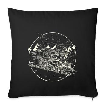 Old steam locomotive - Sofa pillowcase 17,3'' x 17,3'' (45 x 45 cm) - black - Front