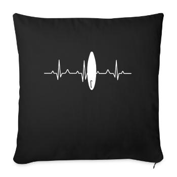 Surfing Wave Heartbeat Cool Surfing T-Shirt - Sofa pillowcase 17,3'' x 17,3'' (45 x 45 cm) - black - Front