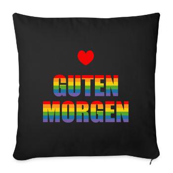 Guten Morgen Regenbogen - Sofakissenbezug 45 x 45 cm - Schwarz - Vorne