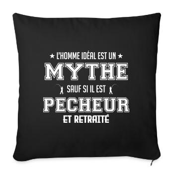 L homme idéal est pêcheur idée cadeau drôle - Housse de coussin décorative 45 x 45 cm - noir - Devant