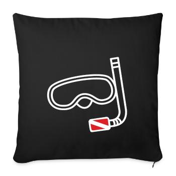 Scuba Diving Equipment and flagg - Sofa pillowcase 17,3'' x 17,3'' (45 x 45 cm) - black - Front