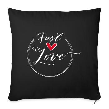 Just Love Heart Scripted Circle - Sofa pillowcase 17,3'' x 17,3'' (45 x 45 cm) - black - Front